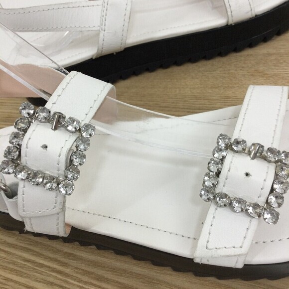 Schutz Womens Ruth Leather Crystal Buckle Platform Strappy Sandals White 8.5B - Picture 7 of 16